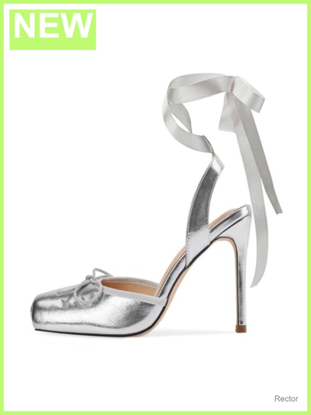 Satin Square Toe Stiletto Heels Lace Up Ankle Strappy Bow Ballerina Pumps